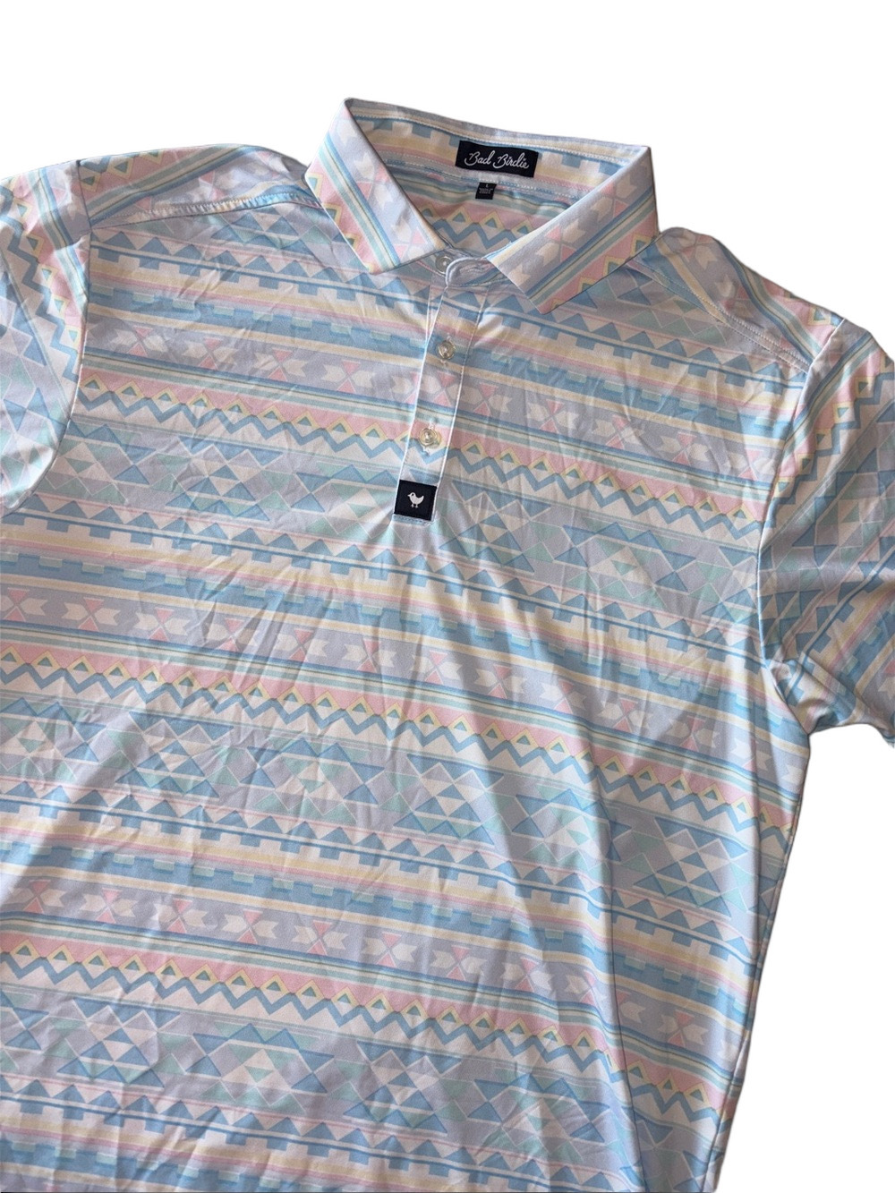Bad Birdie Mens Large Pastel Performance Wear Golf Polo Shirt